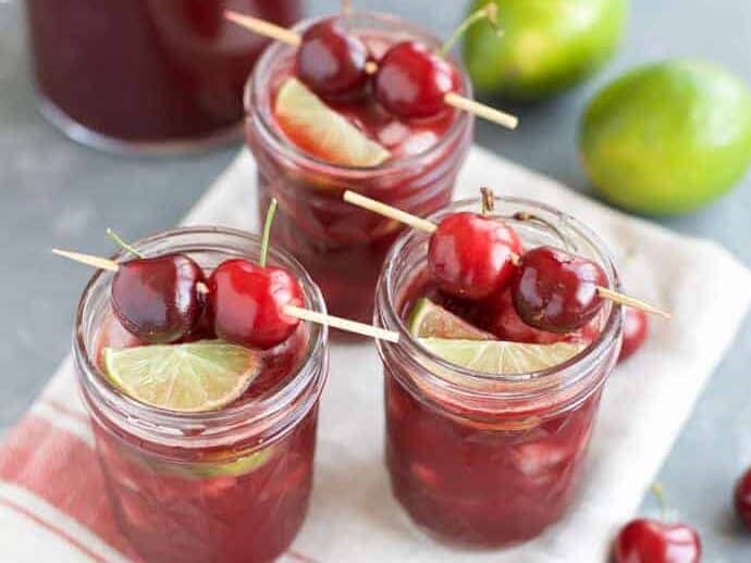 Cherry Margaritas with cherry garnish