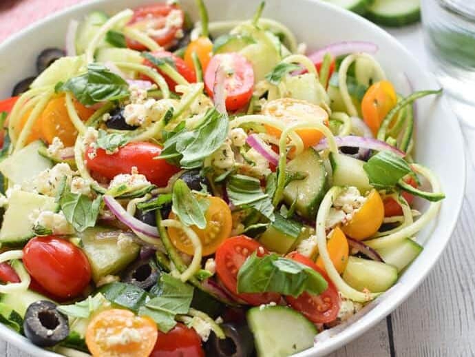 Greek Zucchini Noodle Salad