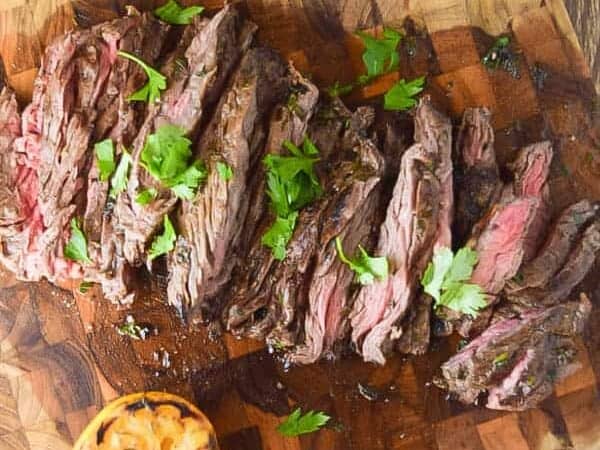 Skirt steak on cutting board