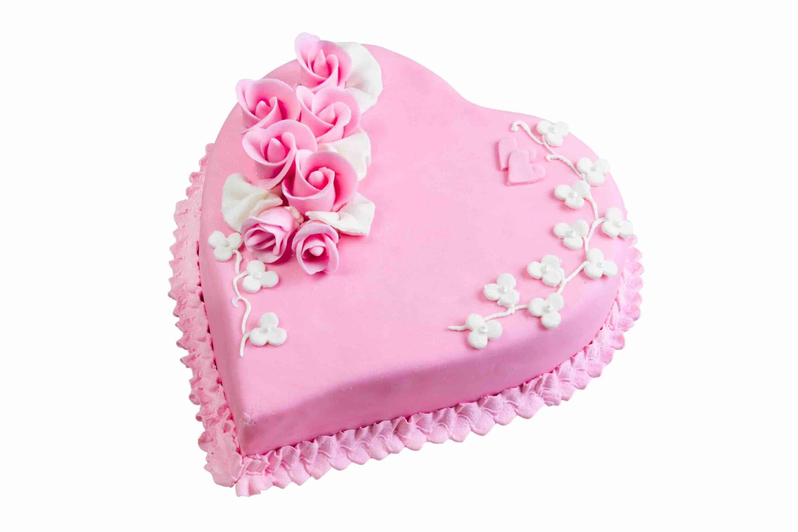 pink cake heart, for Valentines, Birthdays, isolated