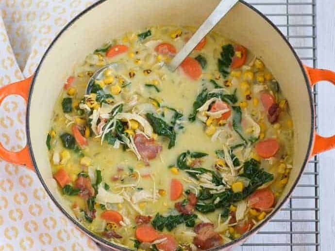Creamy Chicken and Corn Soup with Bacon