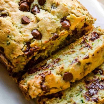 baked zucchini bread with slices cut