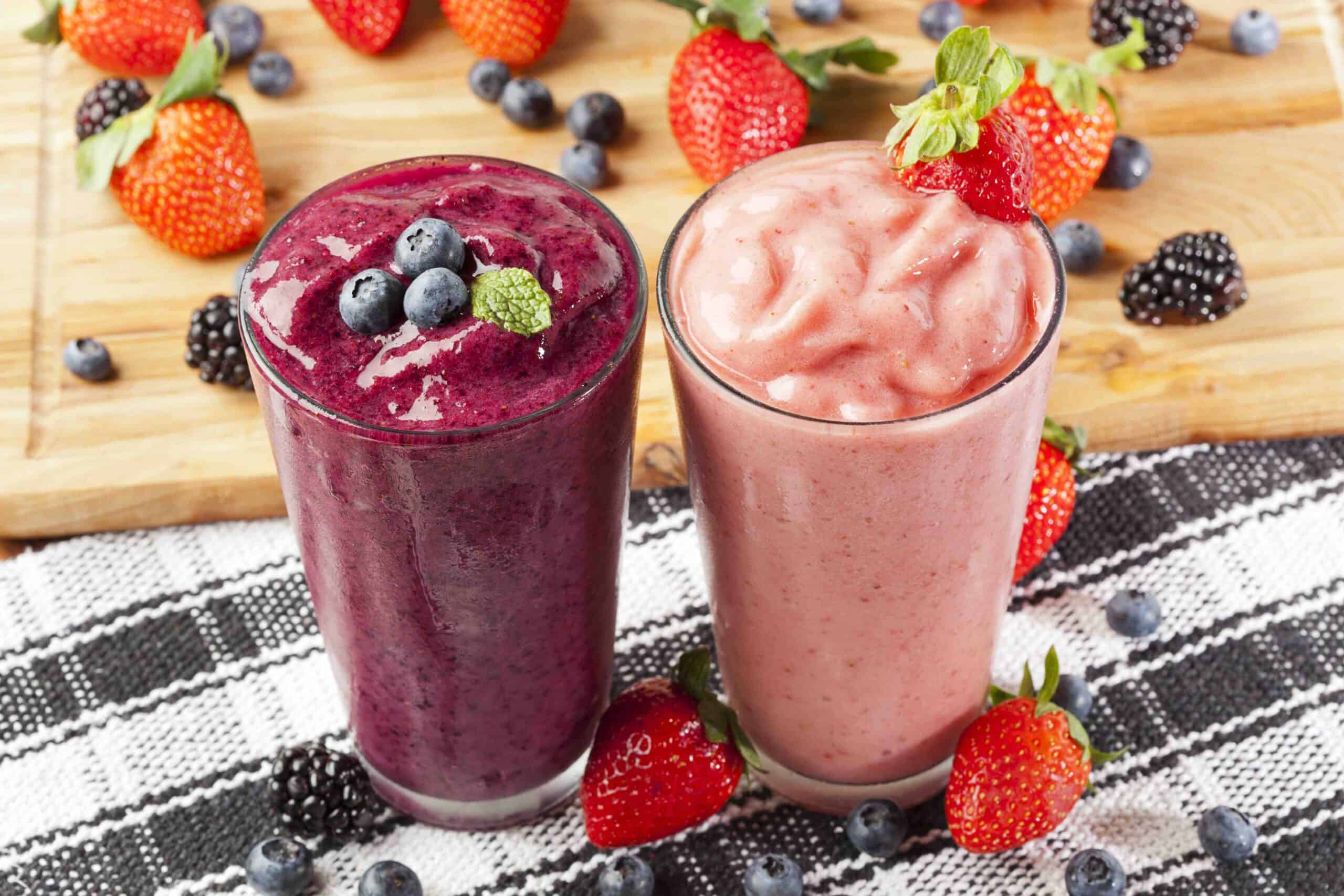 Fresh Blueberry and Strawberry Smoothie on a background