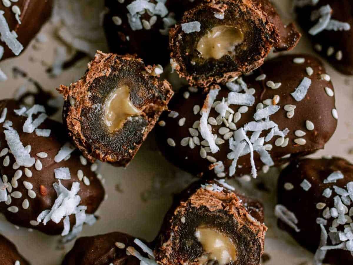 Tahini Stuffed Chocolate Covered Dates