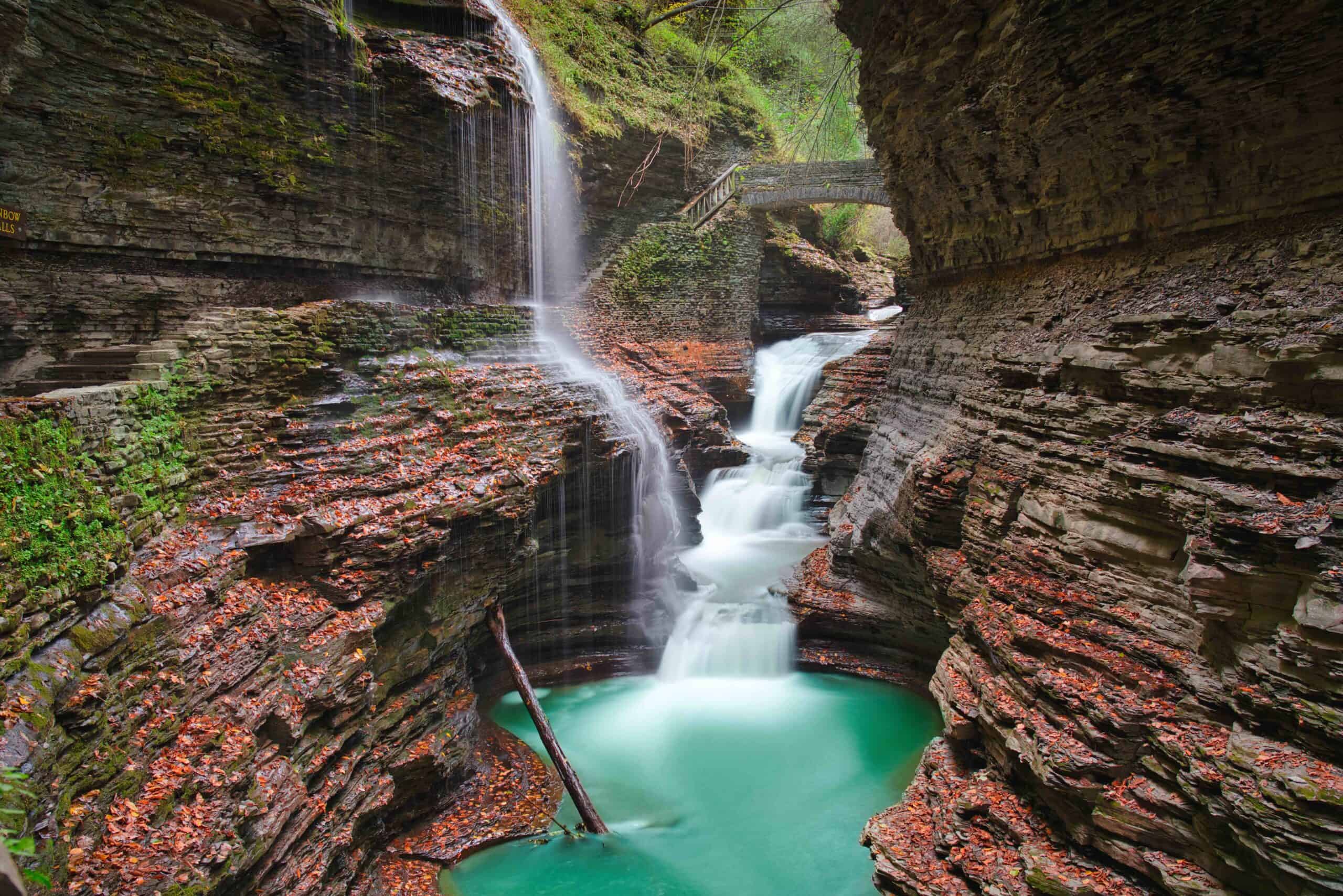 Photo of the falls at the the Watkins glen national park in NY