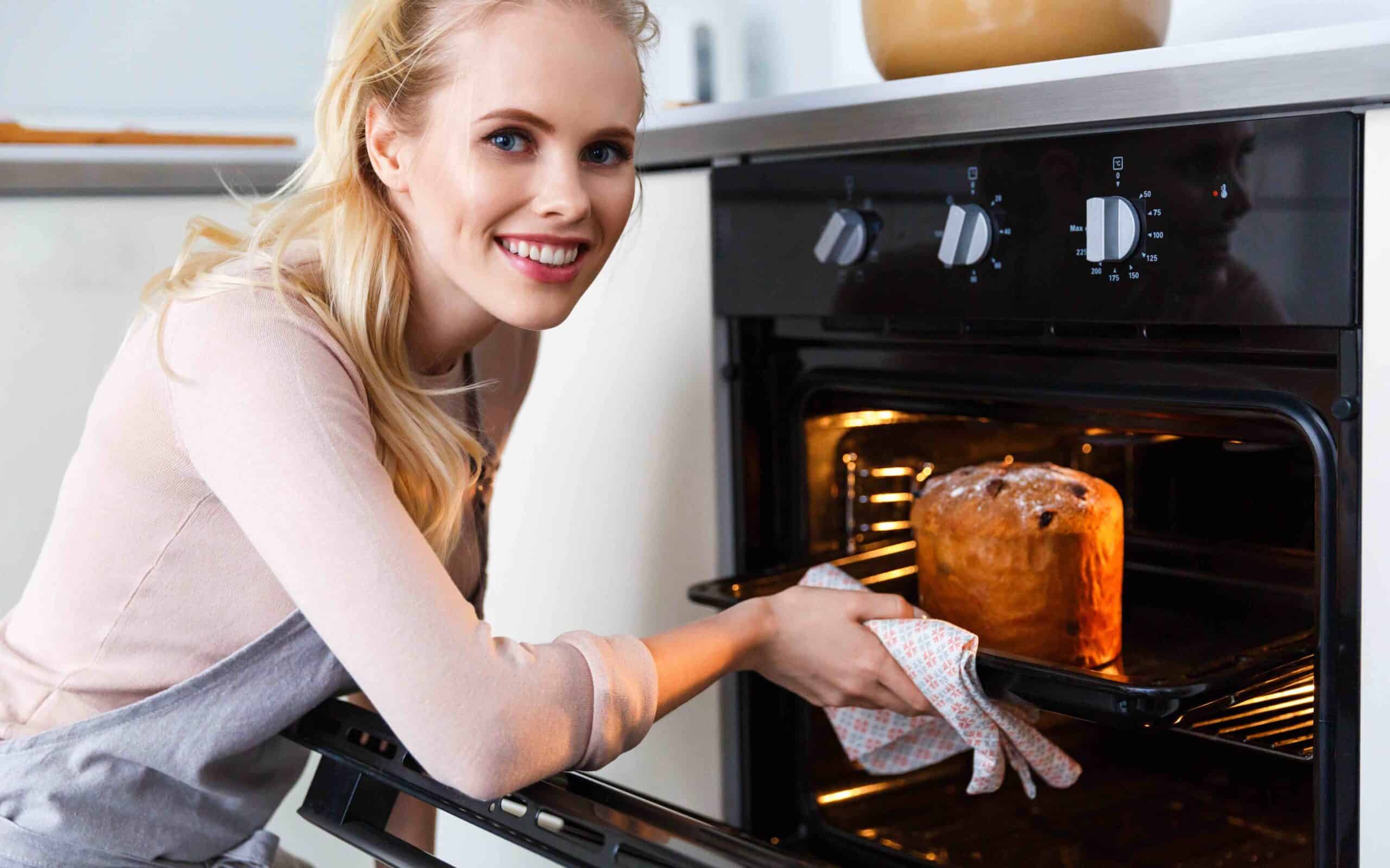 woman baking a cake