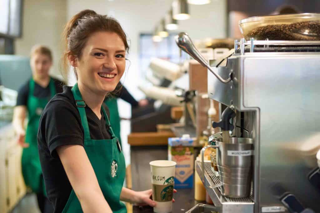 woman worker at Starbucks