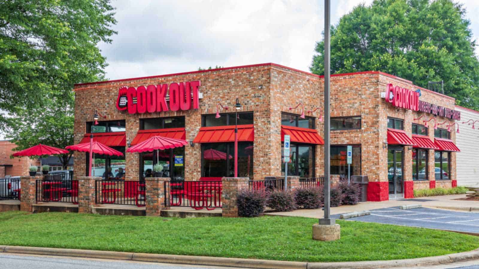 STATESVILLE, NC, USA-JUNE 19, 2019: A Cook Out restaurant, a privately-owned fast food chain located primarily in southeast USA.
