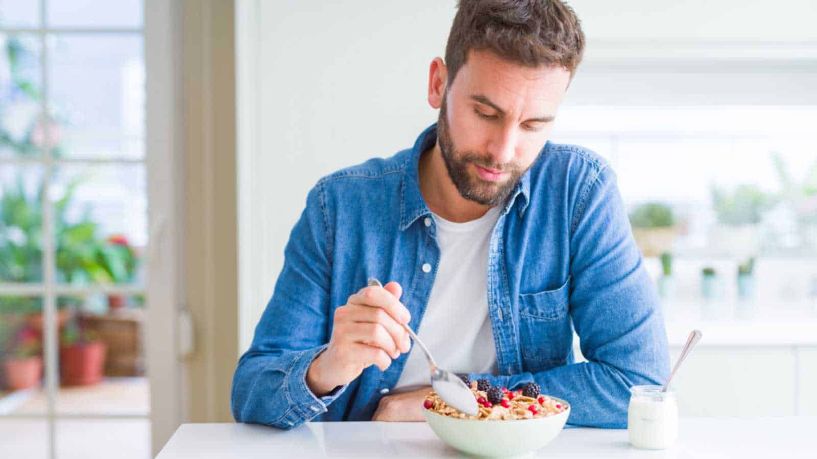 Man eating cereal