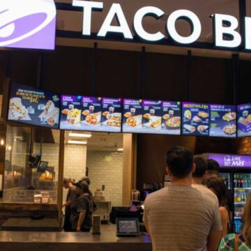 08 July 2018-Bucharest, Romania. The interior of the Taco Bell restaurant inside the public mall, Baneasa