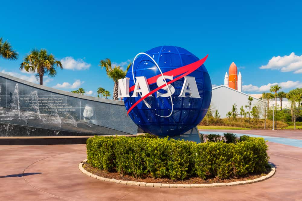 Cape Canaveral, Florida, USA - JAN, 2017: Kennedy memorial next to the Nasa globe. United States