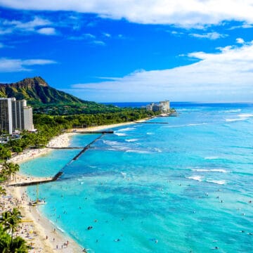 Waikiki Beach and Diamond Head, Honolulu, Oahu Island, Hawaii