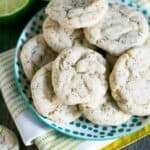 40 Lime and Poppy Seed Gluten Free Cookies on a Plate.