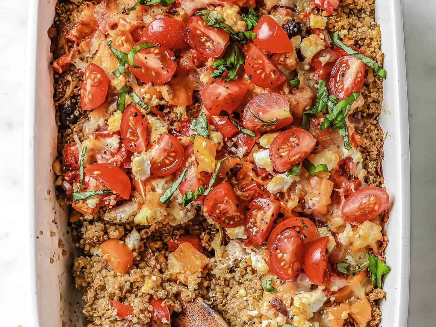 Mediterranean quinoa casserole for dinner