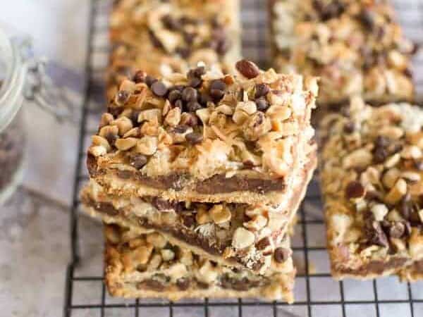 Gluten Free Seven Layer Bars stacked up