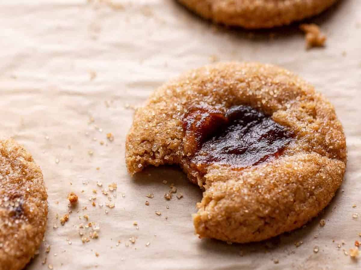 Snickerdoodle cookie with filling in the middle.