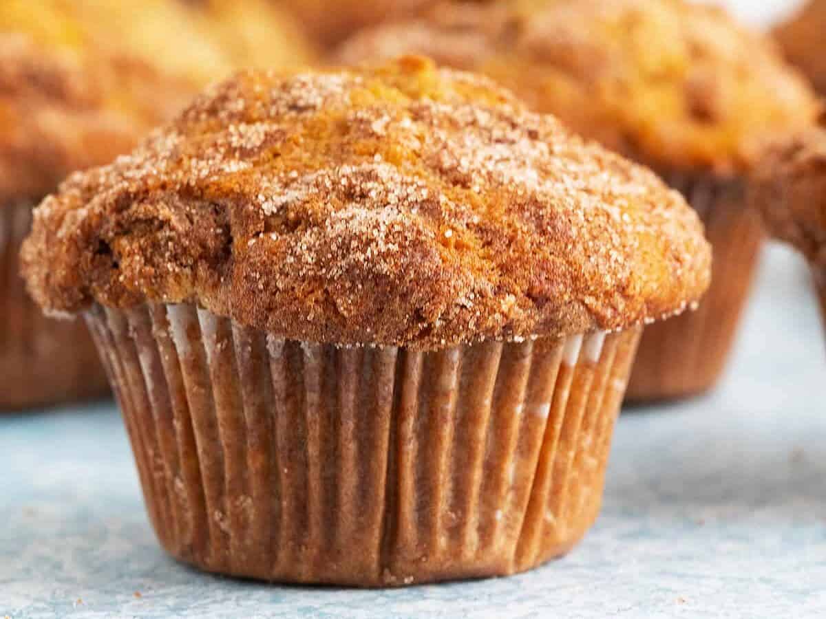 One apple muffin up close. 