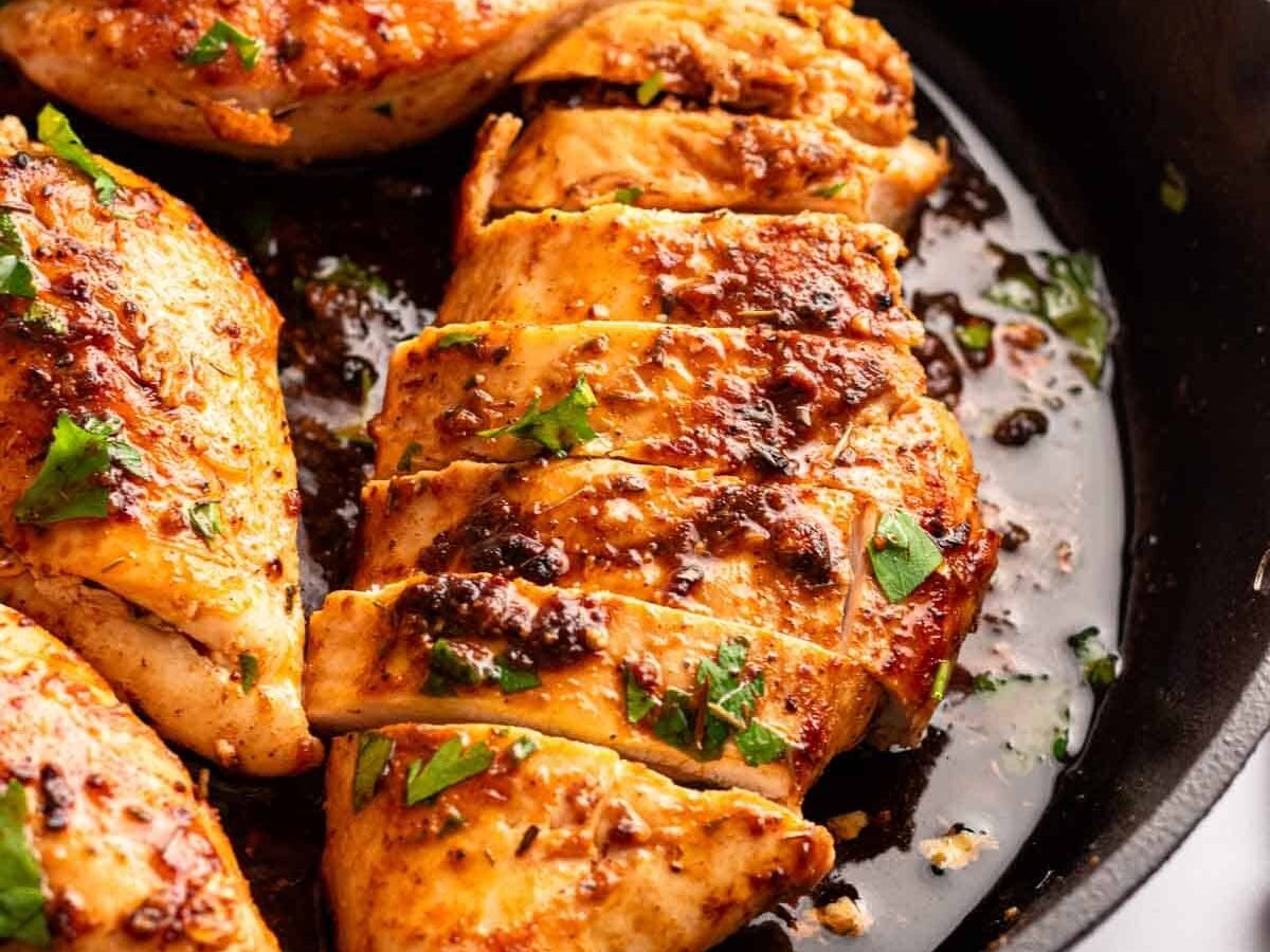 Cast Iron Skillet Chicken Breast with Garlic Herb Butter