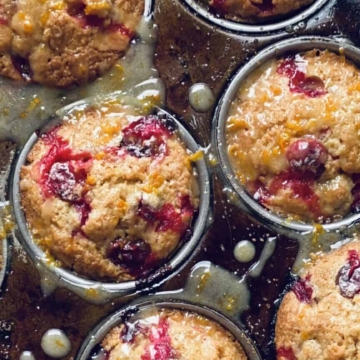 cranberry orange muffins with glaze