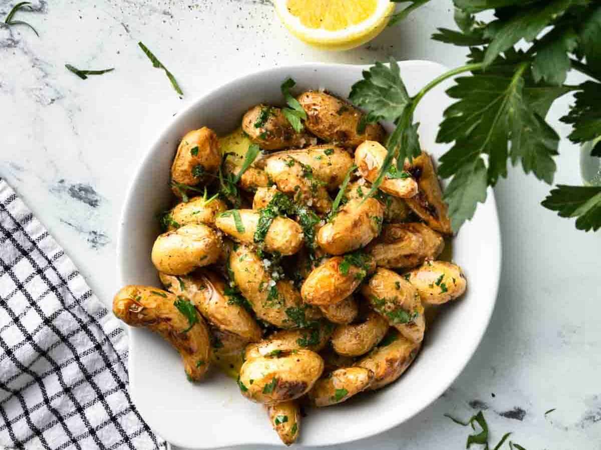 Grilled Fingerling Potatoes with Lemon and Parsley