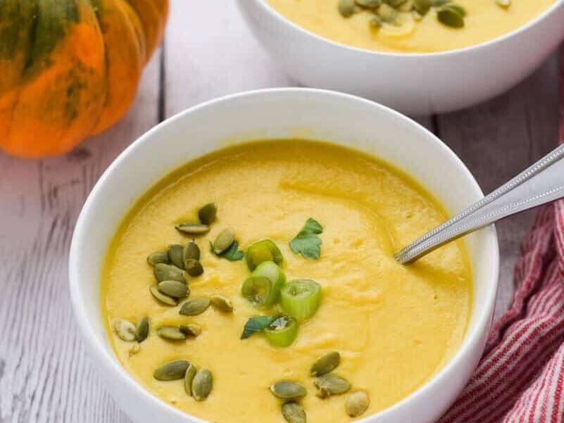 Acorn Squash Soup with Turmeric for thanksgiving dinner