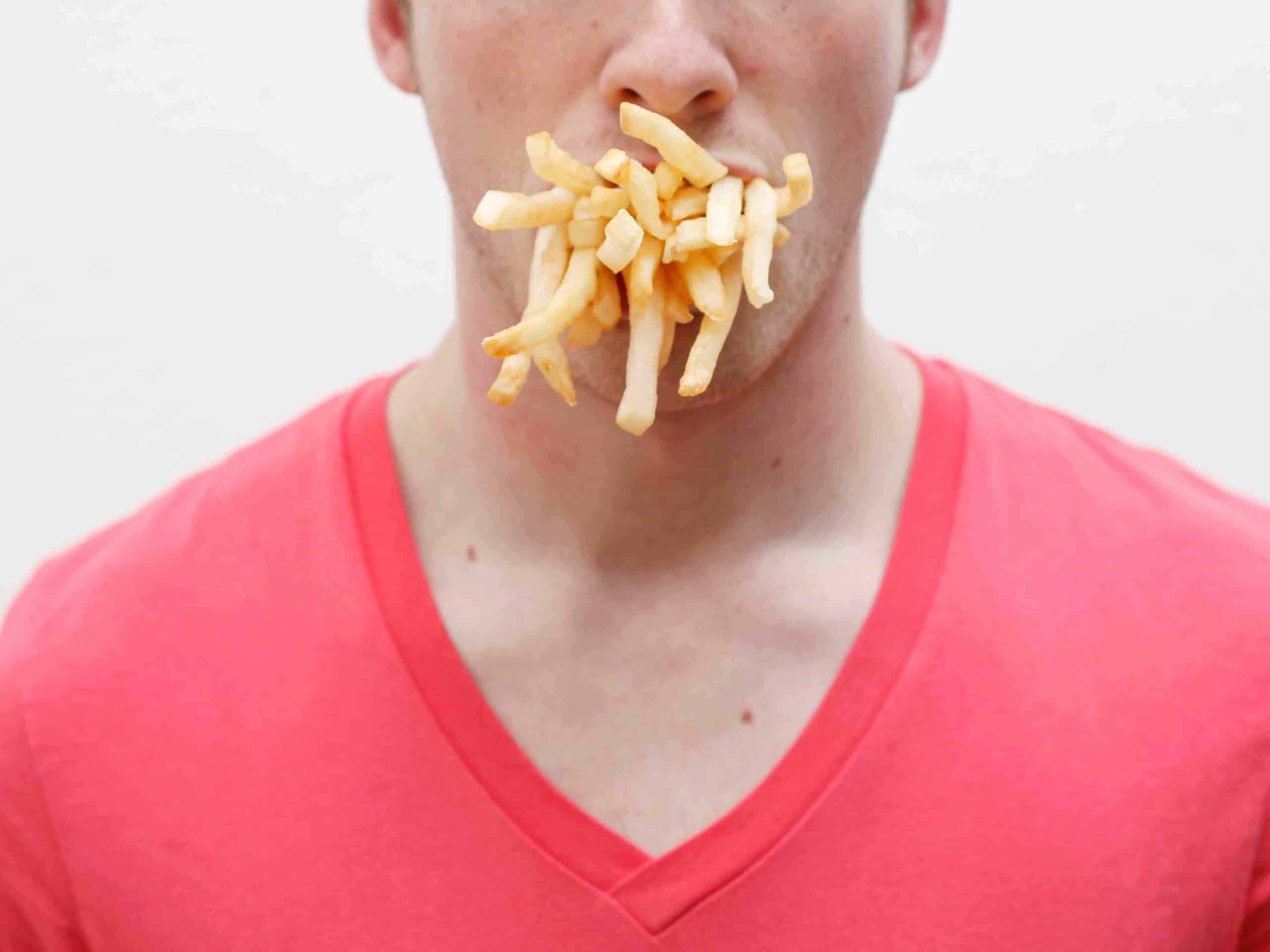 A man full of fries