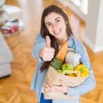 woman with healthy groceries