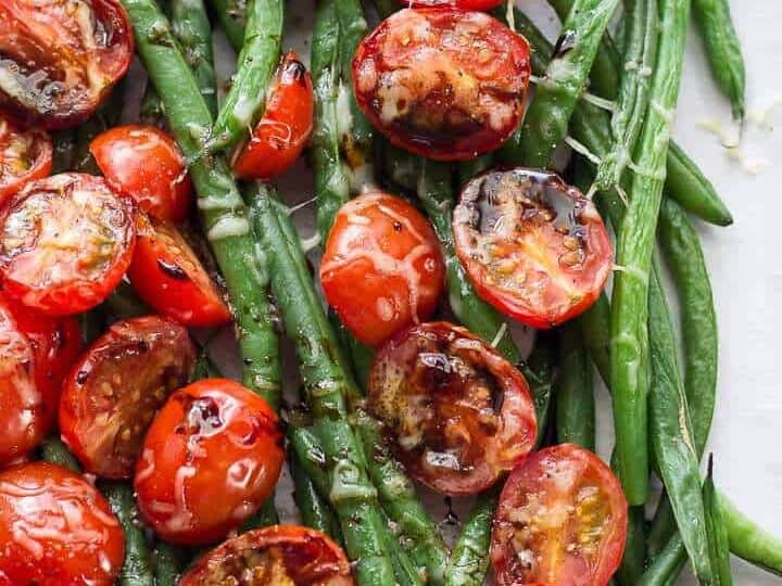 Green beans and tomatoes roasted.
