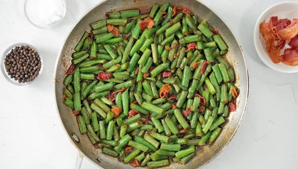 Crack Green Beans in a pan. 