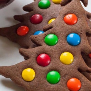 christmas tree cookies with m & m's.