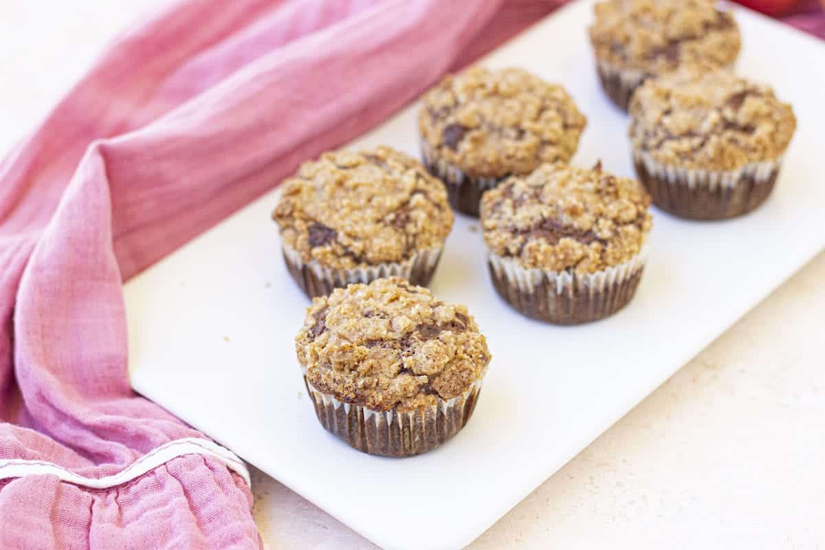 Gluten Free Apple Muffins on a serving plate. 
