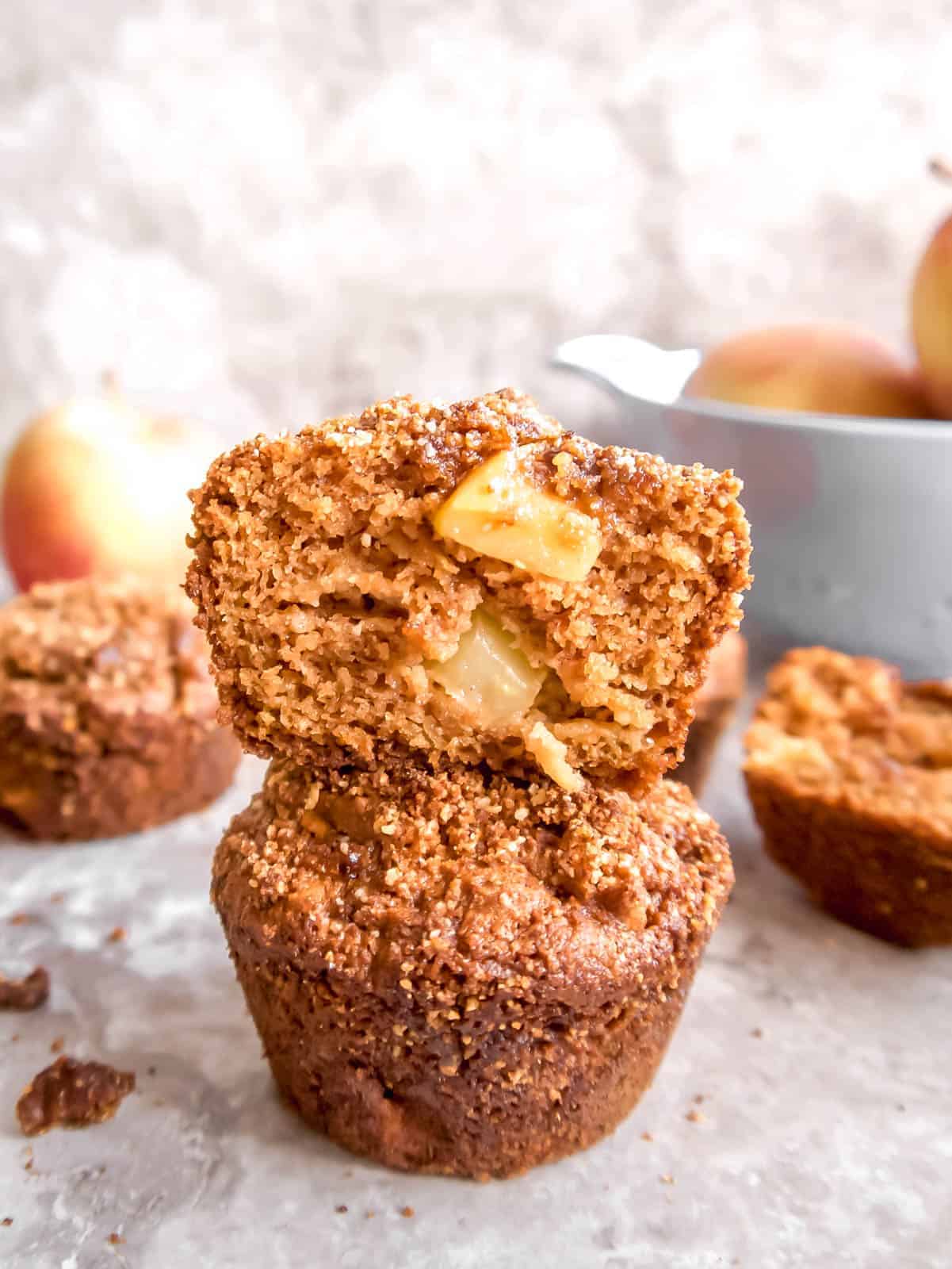 A stack of two Paleo Apple Muffins. 