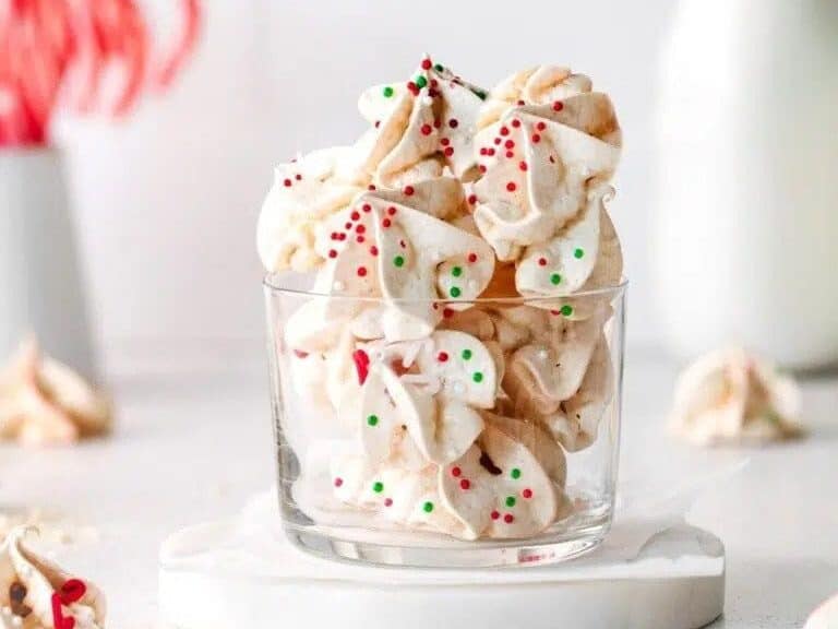 Colorful Peppermint meringues in a glass. 
