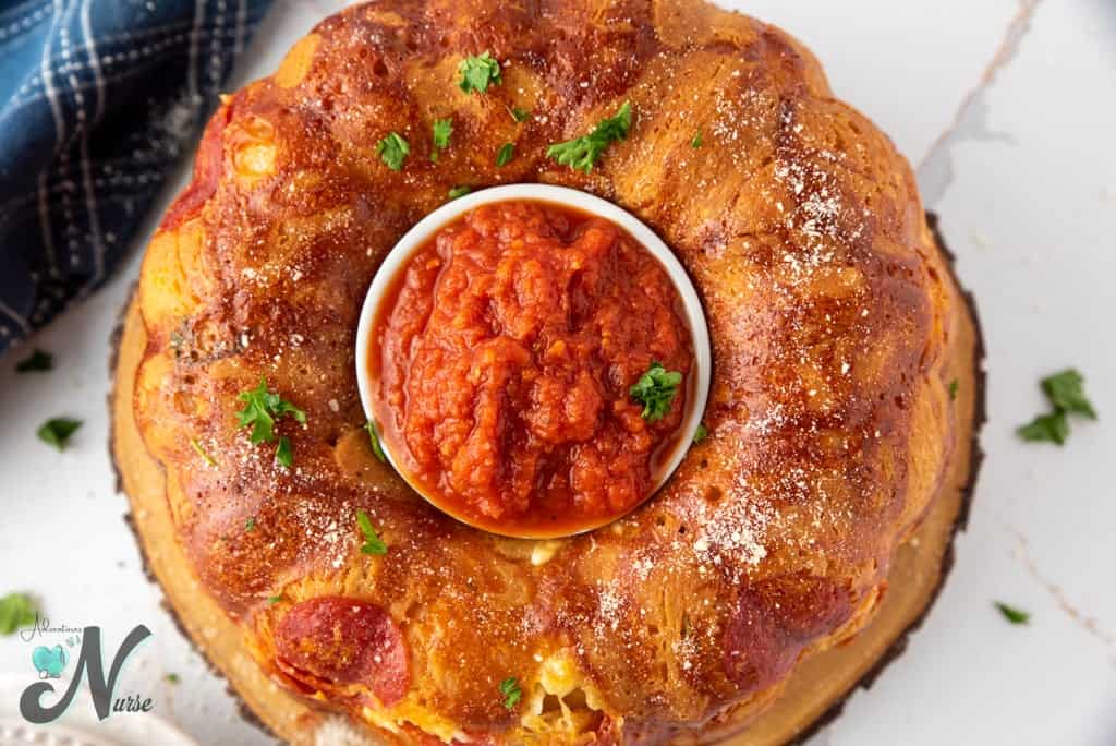 Pizza Monkey Bread with sauce.