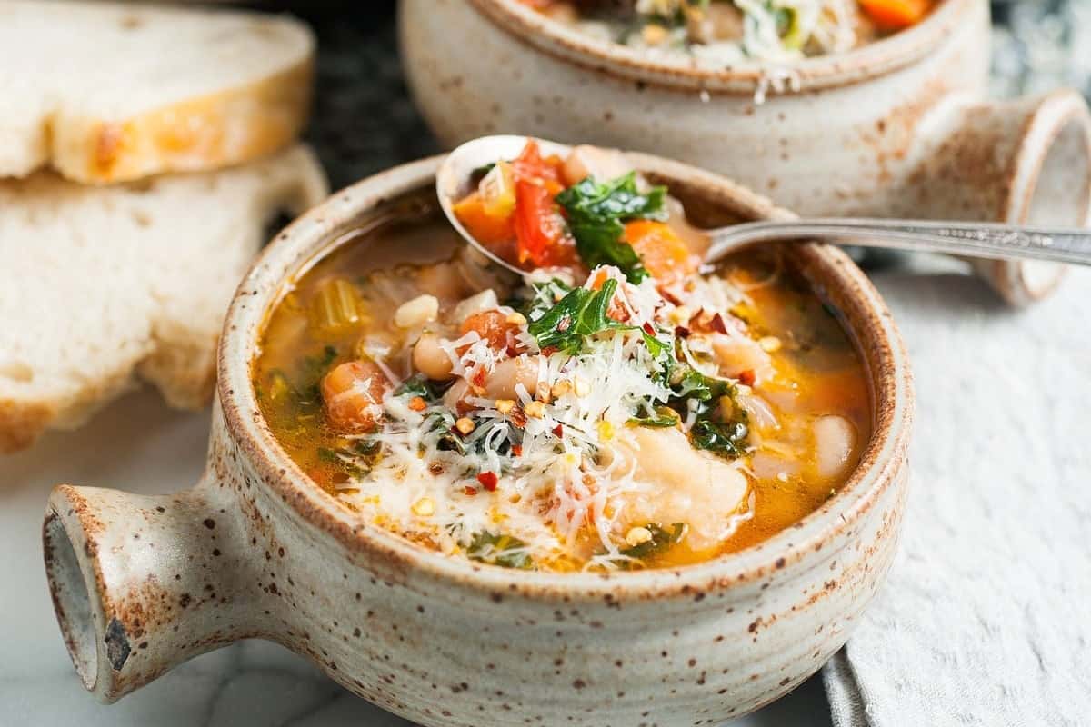 Italian soup in a bowl.