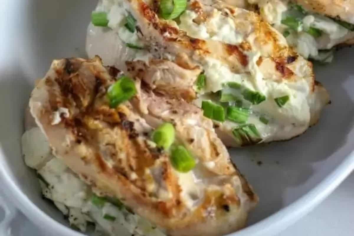 Chicken breast on a plate.