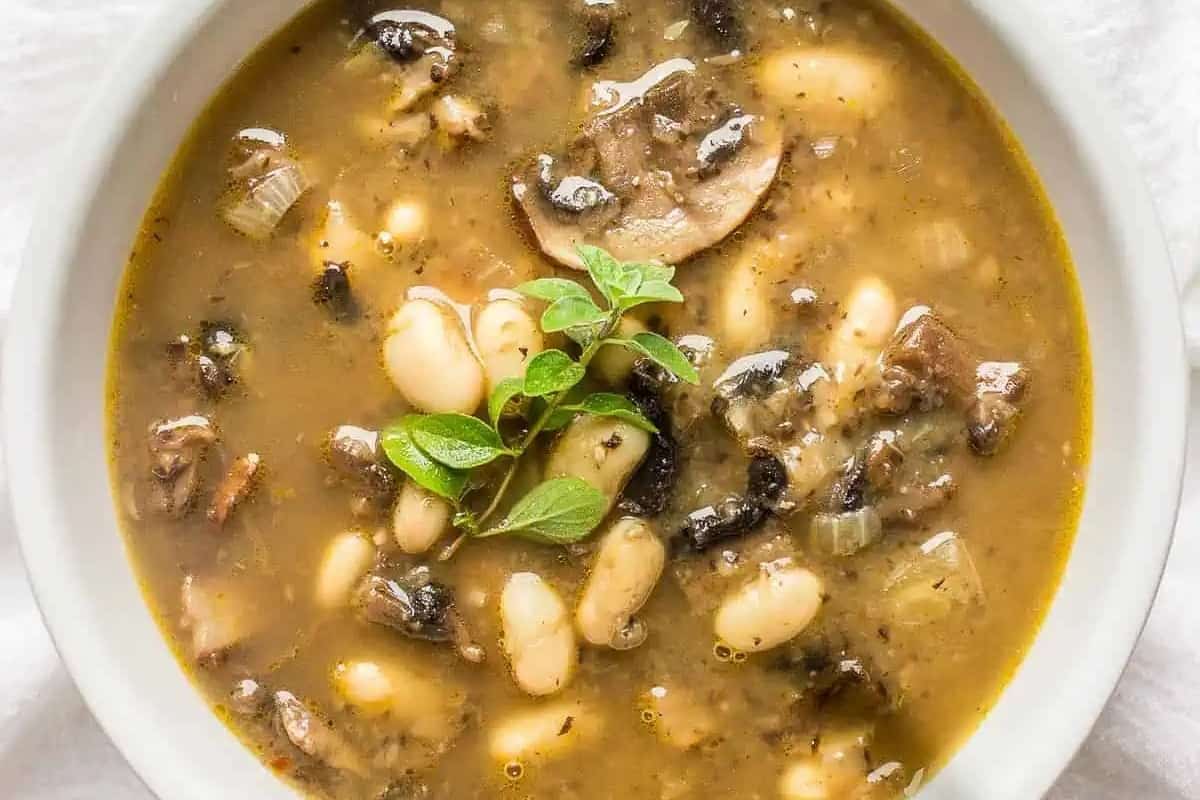 Mushroom soup with beans.