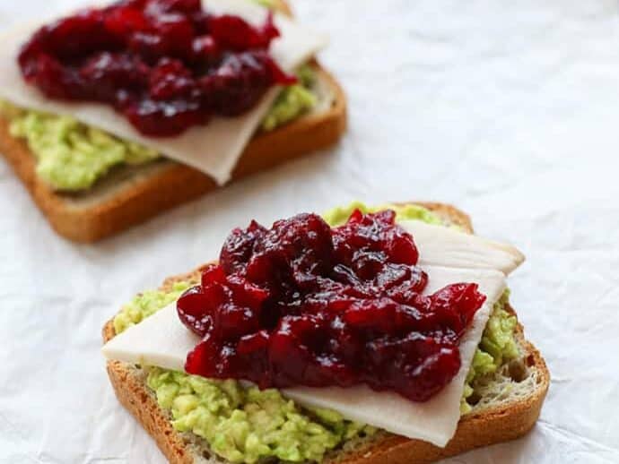 Avocado Toast with Turkey and Cranberry Sauce