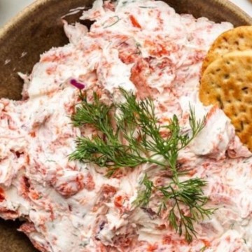 smoked salmon dip in a bowl.