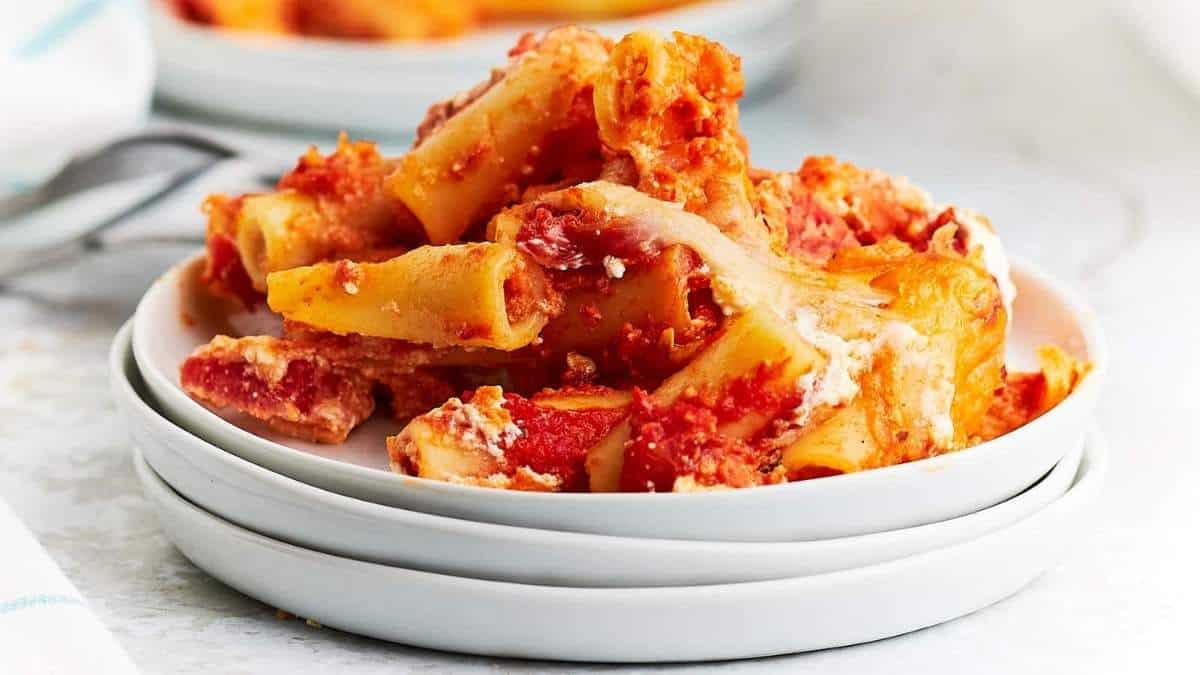 A shared round-up of comfort food recipes, including a bowl of pasta with tomato sauce.