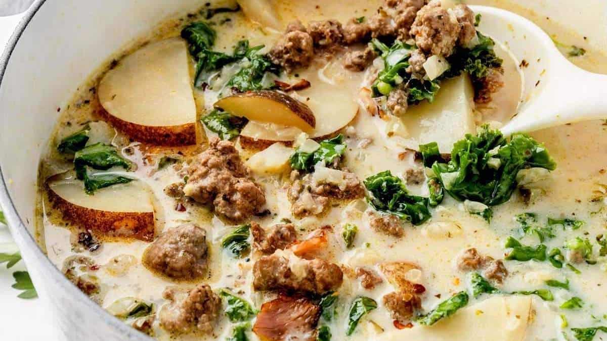 Explore a delectable soup recipe featuring meat, potatoes, and kale that will tantalize your taste buds.