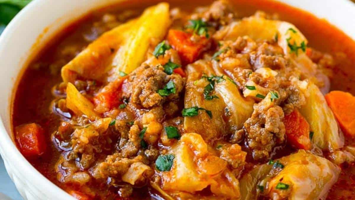A hearty stew recipe featuring tender meat and fresh cabbage.