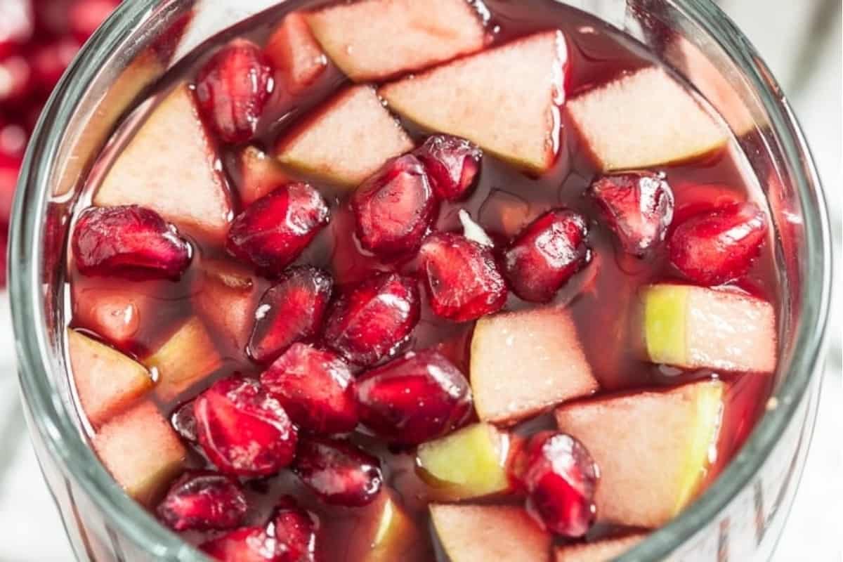 Apple sangria with pomegranate.
