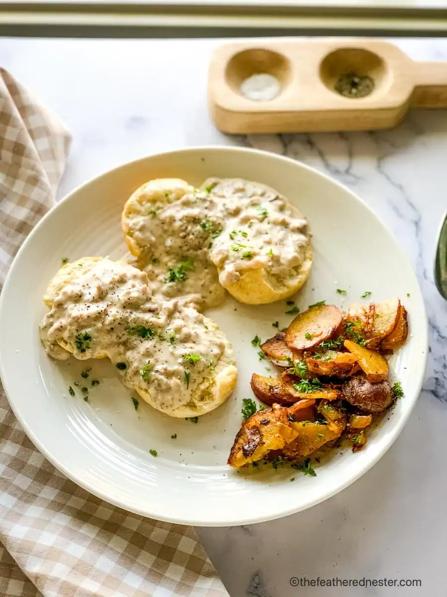 A delicious plate of food featuring a savory ground sausage recipe, beautifully displayed on a table.