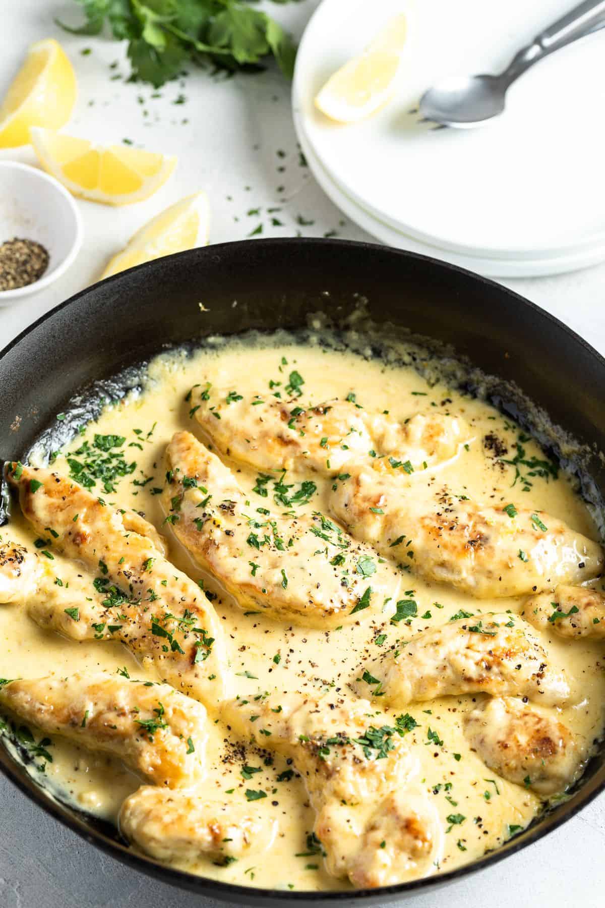 Lemon and parsley skillet chicken tender recipes.