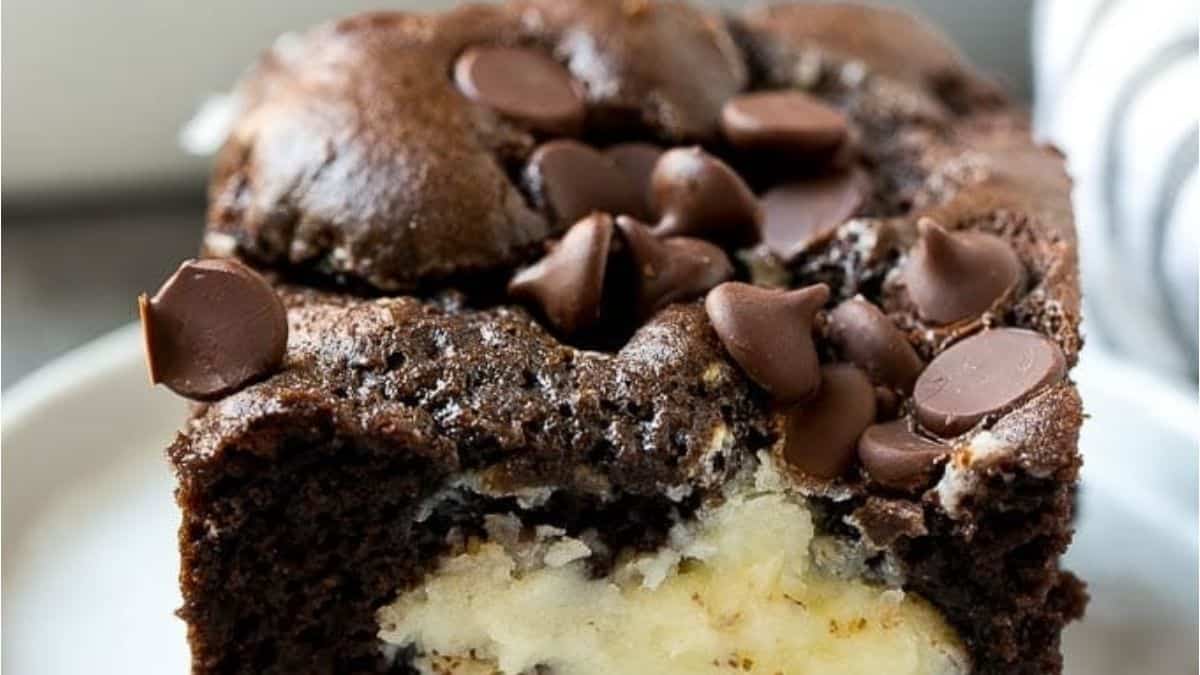 A slice of chocolate cake on a plate.