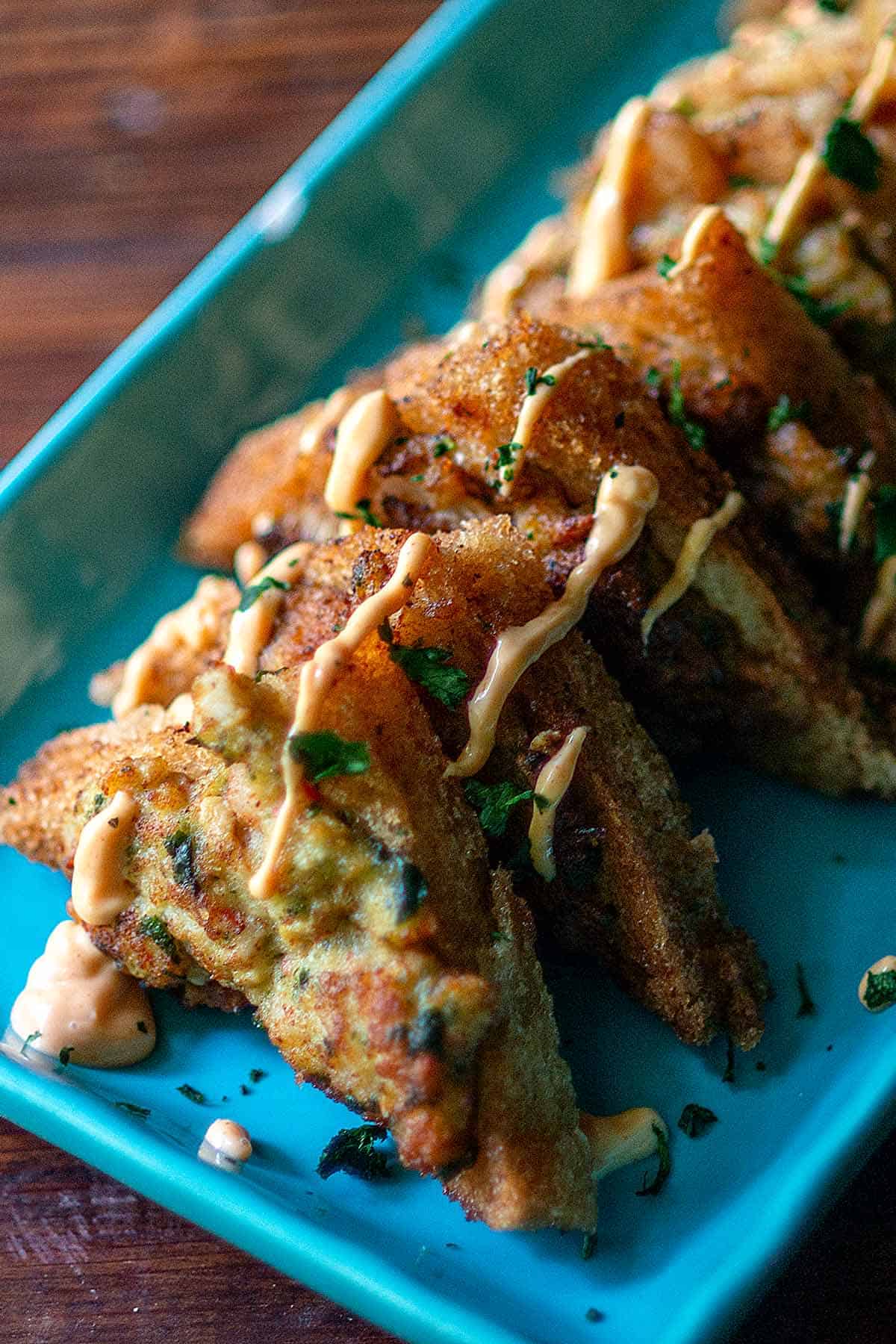 A plate with imitation crab recipes.