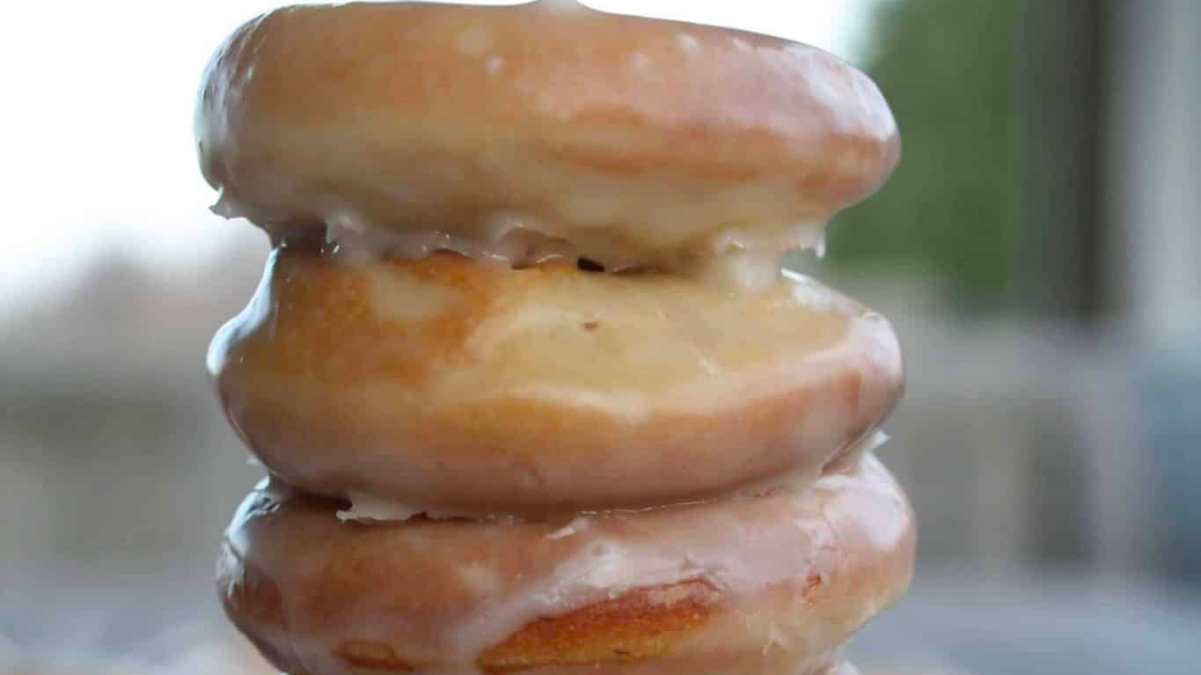 A stack of donuts on top of each other.