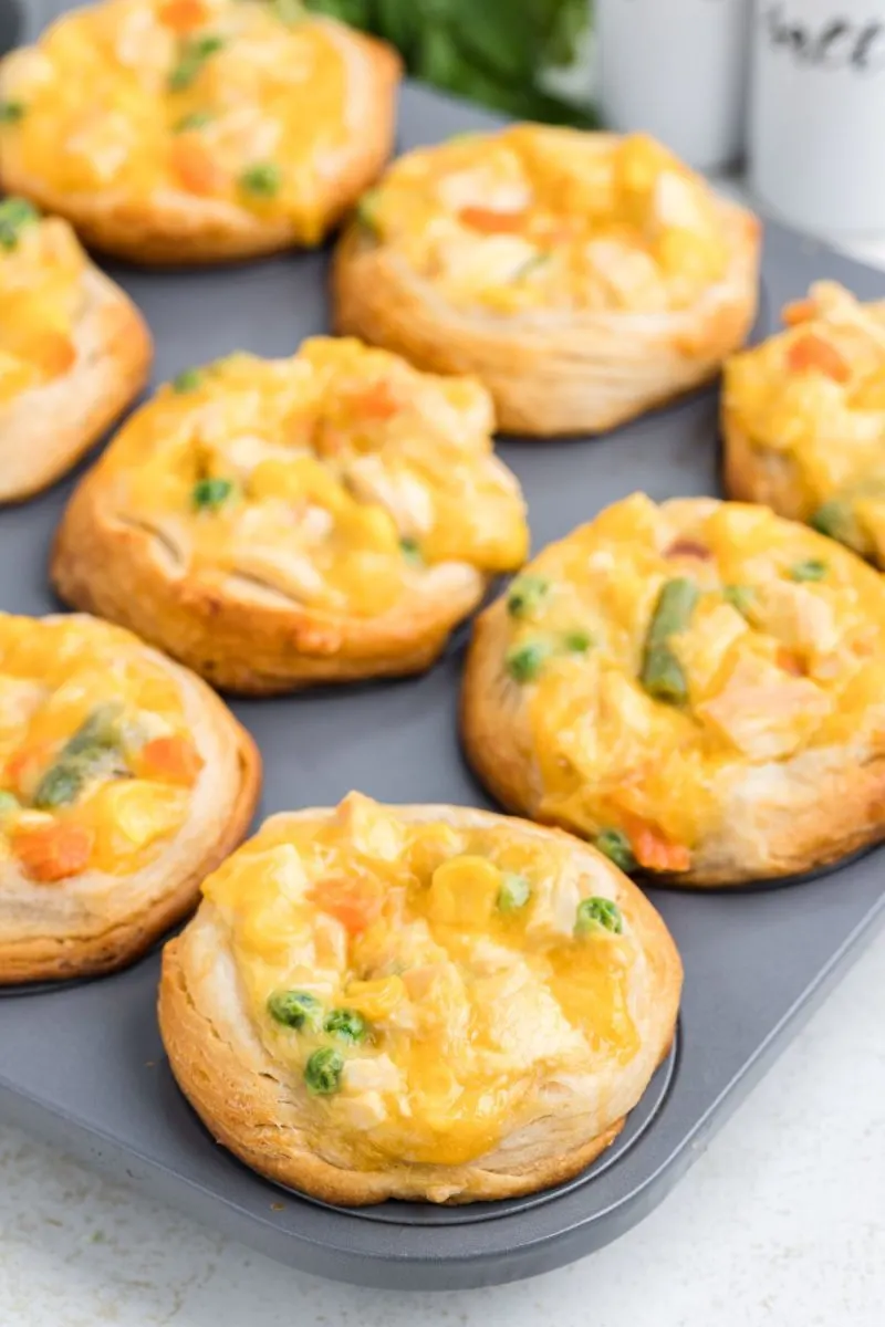 Mini Chicken Pot Pies in a muffin pan.