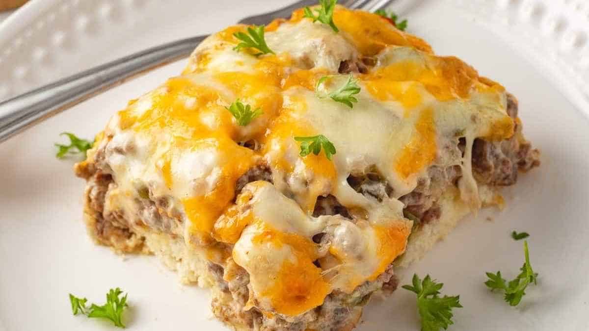 BEST Philly Cheesesteak Casserole Recipe with Ground Beef.